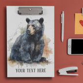水彩黒熊ウッドランドアートカスタム クリップボード