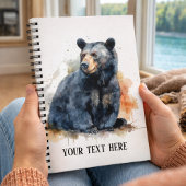 水彩黒熊ウッドランドアートカスタム ノートブック