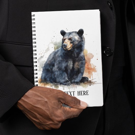 水彩黒熊ウッドランドアートカスタム ノートブック