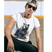 水彩黒熊ウッドランドアート Tシャツ