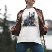 水彩黒熊ウッドランドアート Tシャツ