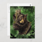 水彩黒熊ハグズアニマルアート ポストカード (正面/裏面)