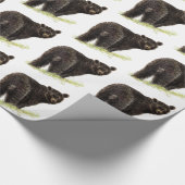 水彩黒熊絵を描動物自然アート ラッピングペーパー (角)