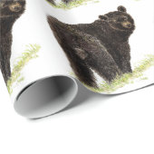 水彩黒熊絵を描動物自然アート ラッピングペーパー (ロールコーナー)