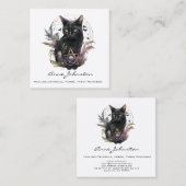 水彩黒猫とペンタグラム スクエア名刺 (正面/裏面)