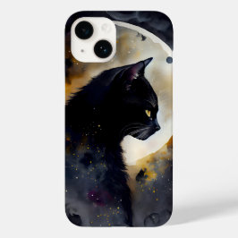 水彩黒猫エクリプス月のアートワーク Case-Mate iPhone 14ケース
