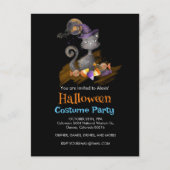 水彩黒猫キャンディ付きハロウィーン インビテーションポストカード (正面)