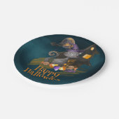 水彩黒猫キャンディ付きハロウィーン ペーパープレート (アングル)