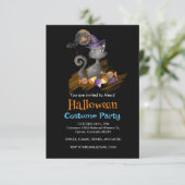 水彩黒猫キャンディ付きハロウィーン 招待状 (スタンド正面)