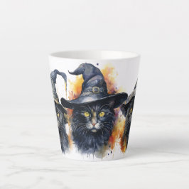 水彩黒猫トリオ カフェラテマグ