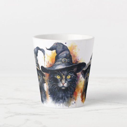 水彩黒猫トリオ カフェラテマグ (正面)