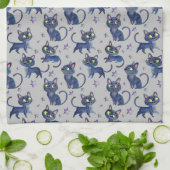 水彩黒猫ハロウィンイラストレーション キッチンタオル (折り畳み)