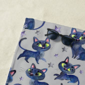 水彩黒猫ハロウィンイラストレーション ビーチタオル (インサイチュ)