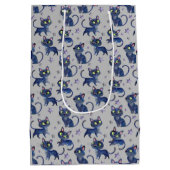 水彩黒猫ハロウィンイラストレーション ミディアムペーパーバッグ (裏面)