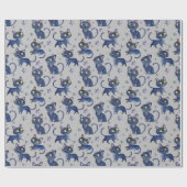 水彩黒猫ハロウィンイラストレーション ラッピングペーパー (フラット)