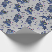 水彩黒猫ハロウィンイラストレーション ラッピングペーパー (角)