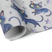 水彩黒猫ハロウィンイラストレーション ラッピングペーパー (ロールコーナー)