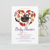 水彩黒猫ハロウィーンベイビーシャワー 招待状 (スタンド正面)