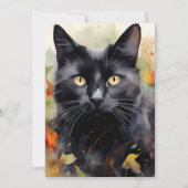 水彩黒猫ポートレートイン秋 シーズンカード (正面)