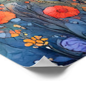 水彩黒猫inサンセットヒルズ ポスター (角)