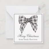 水彩黒白バッファロープレイドボウ ノートカード (正面)