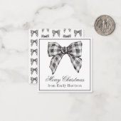 水彩黒白バッファロープレイドボウ ノートカード (正面/裏面インサイチュ)