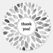 水彩黒白ブラシストローク感謝していYou ラウンドシール (正面)