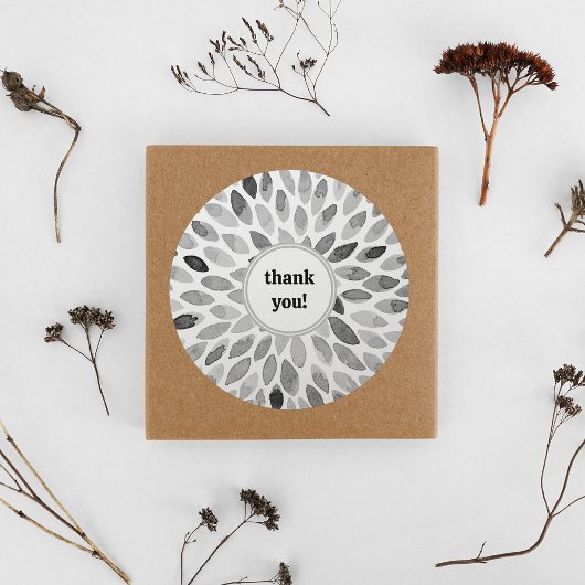 水彩黒白ブラシストローク感謝していYou ラウンドシール