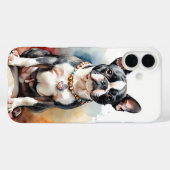 水彩黒白ボストンテリア犬 Case-Mate iPhoneケース (裏面 (横))