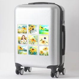 水彩黒目スーザン花スクラップブック シール