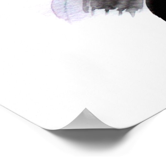 水彩黒緑ファッション絵を描フローラ ポスター (角)