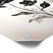 水彩黒色インクフラワー ポスター (角)