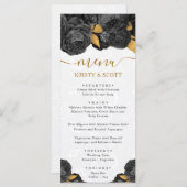 水彩黒花と金ゴールド結婚花 メニュー (正面/裏面)