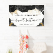 水彩黒花と金ゴールド花甘16 横断幕 (インサイチュ)