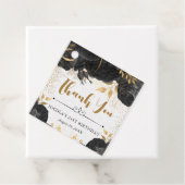 水彩黒花と金ゴールド花誕生日 フェイバータグ (インサイチュ)