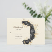 水彩黒薔薇の花モチーフの返信カード 出欠カード (スタンド正面)