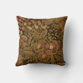 水彩黒褐色の花柄ブラック、ブラウン クッション (裏面)
