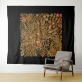 水彩黒褐色の花柄ブラック、ブラウン タペストリー (インサイチュ(横))