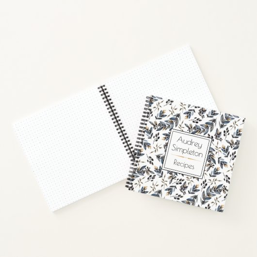 水彩黒褐色レシピ葉ブック | ノートブック (内部)