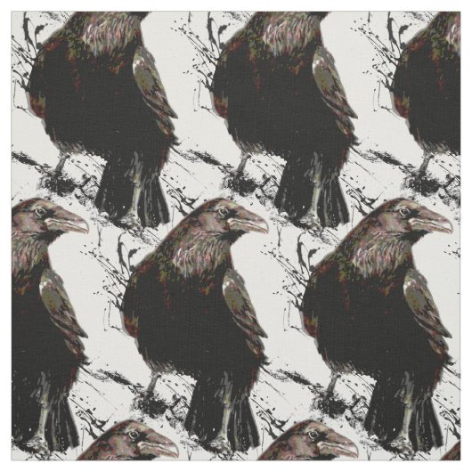 水彩黒鳥獣自然アート ファブリック (見本)