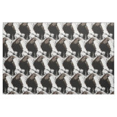 水彩黒鳥獣自然アート ファブリック (ファットクウォーター)