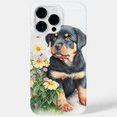 水彩黒黄褐色ロッワイラー子犬 Case-Mate iPhoneケース (裏面)