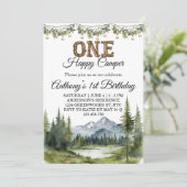 水彩1ハッピーカンパーマウンテン1st誕生日 招待状 (スタンド正面)