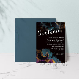 水彩16色誕生日招待状 招待状