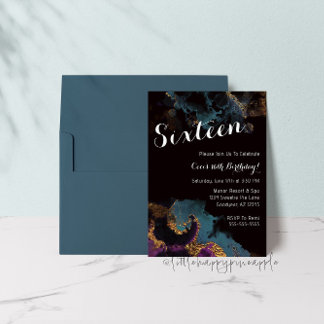 水彩16色誕生日招待状 招待状