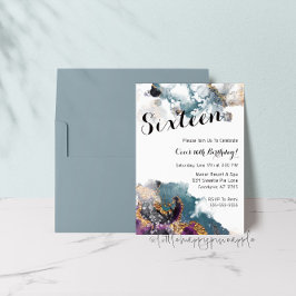 水彩16色誕生日招待状 招待状