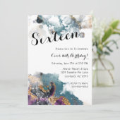 水彩16色誕生日招待状 招待状 (スタンド正面)