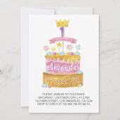 水彩1stバースデーケーキ招待状 招待状 (正面)