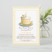 水彩1st誕生日招待状 – ケーキイエロー 招待状 (スタンド正面)