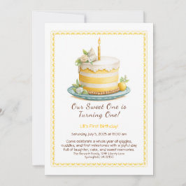 水彩1st誕生日招待状 – ケーキイエロー 招待状